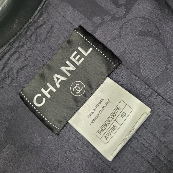 Chanel Navy Lambskin Leather Long Jacket - Picture 9 of 9